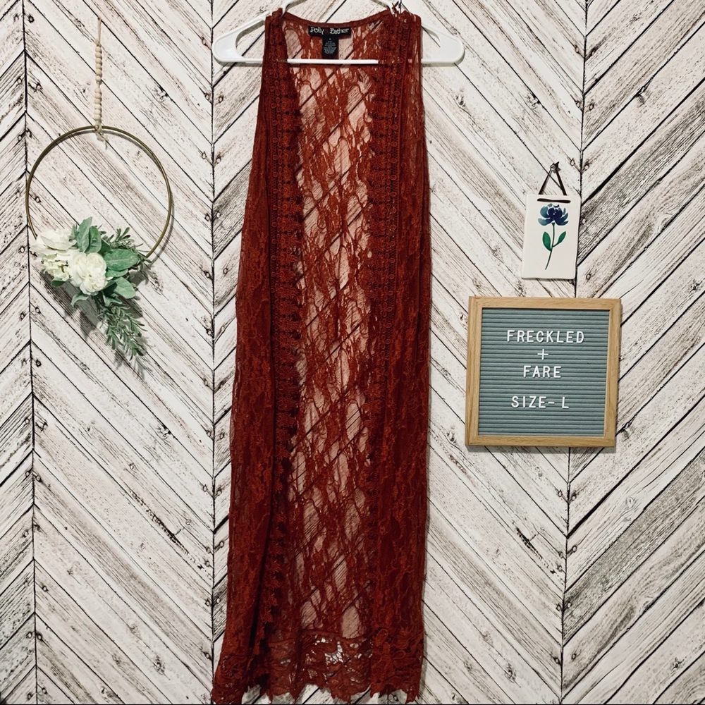 Lace duster in rust